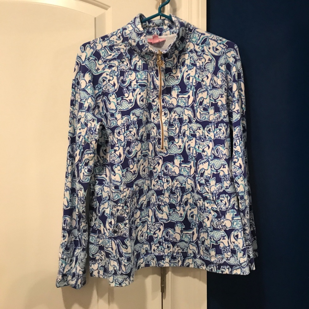 Blue elephant lilly pulitzer 3/4 zip