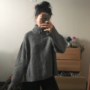 Grey knit turtleneck