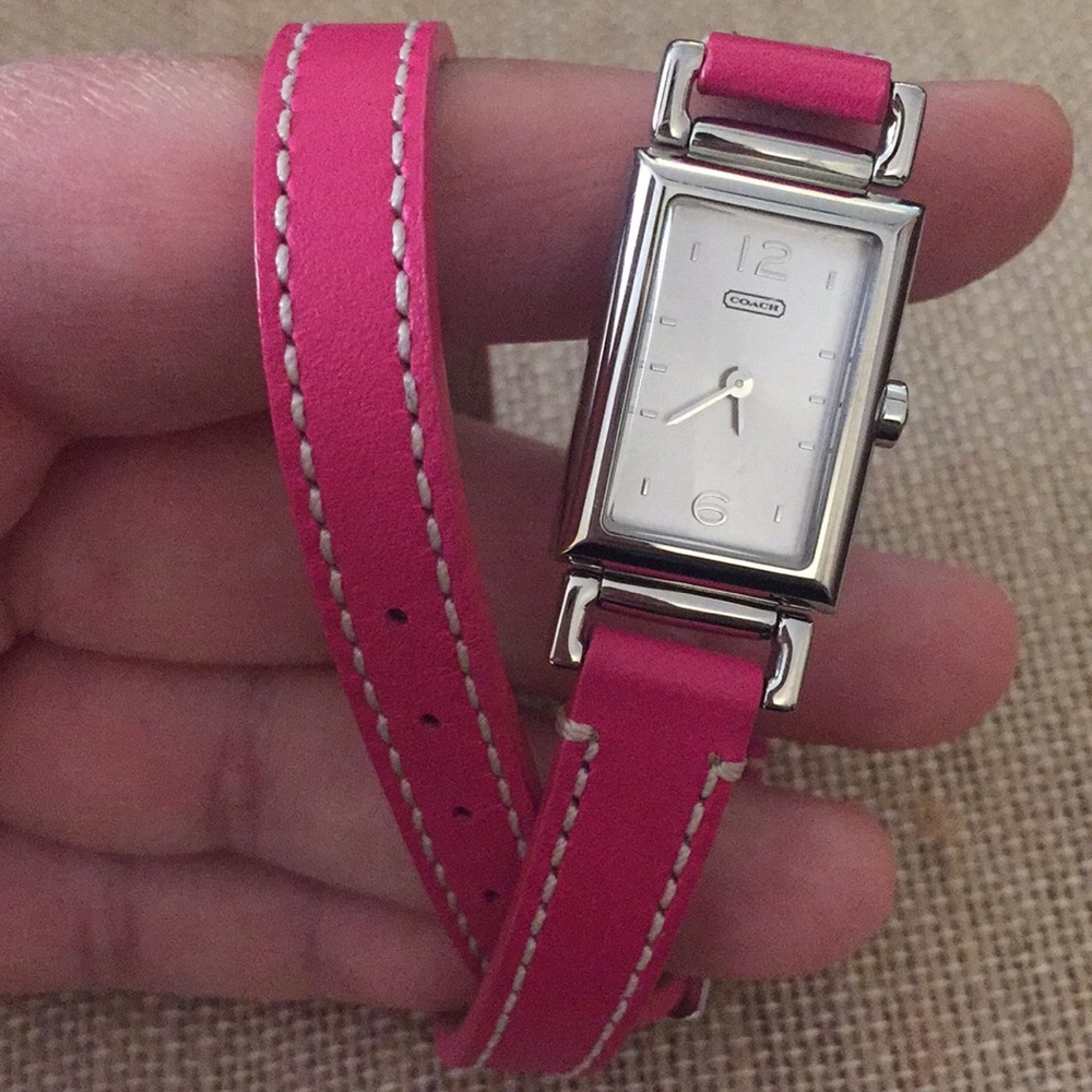 Coach double leather wrap watch