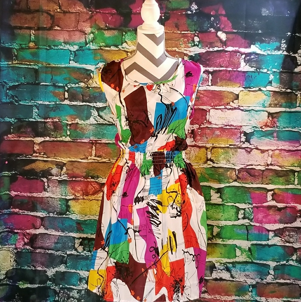 Abstract Art Print Short Dress