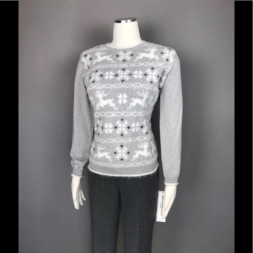 ALFRED DUNNER Alpine Reindeer Pullover Sweater NEW