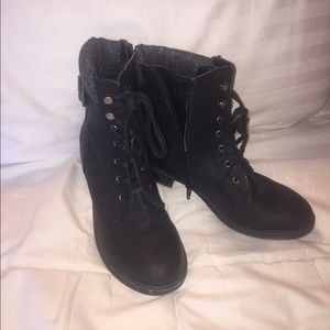 Black combat boots