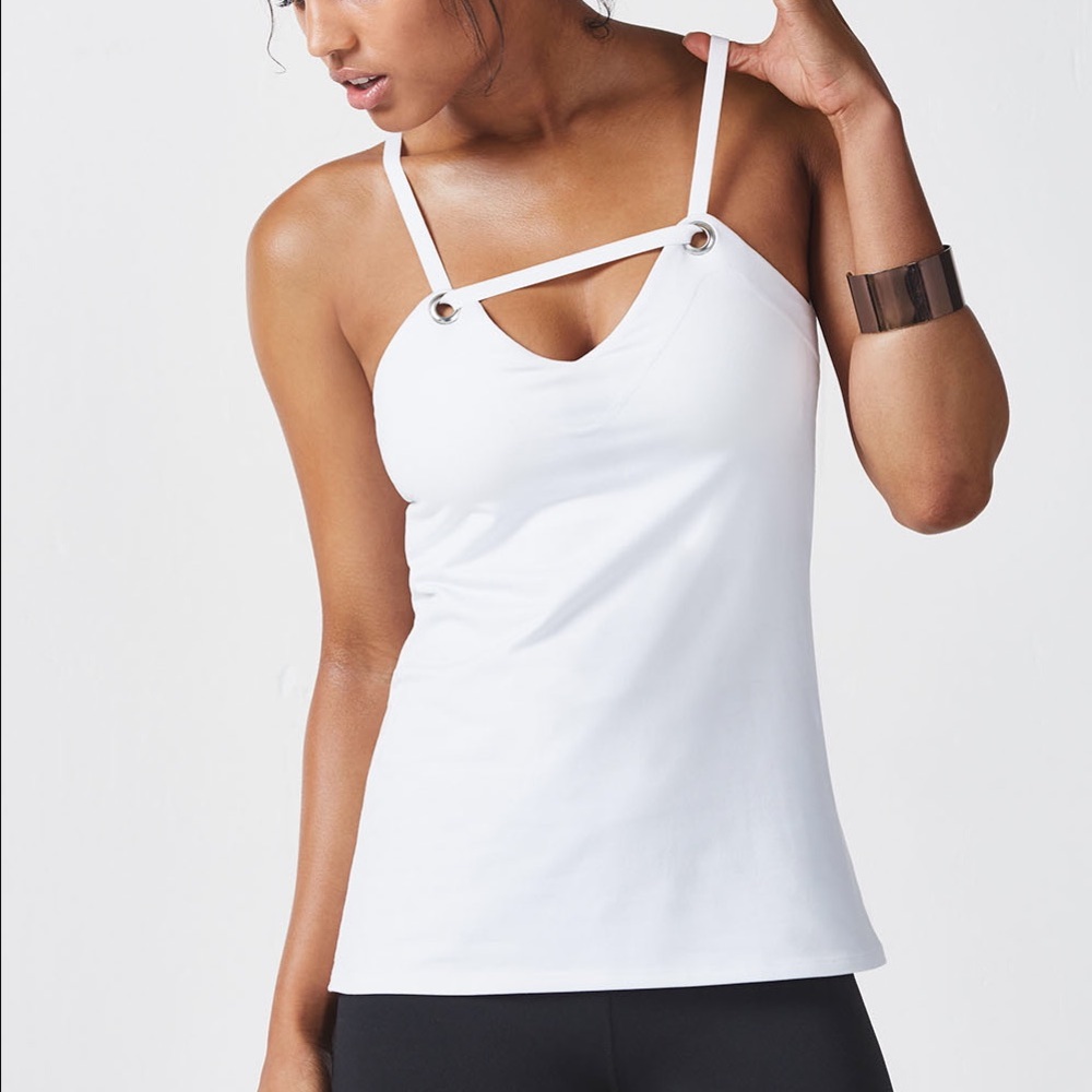 Fabletics White Crystal Top With Built in Bra