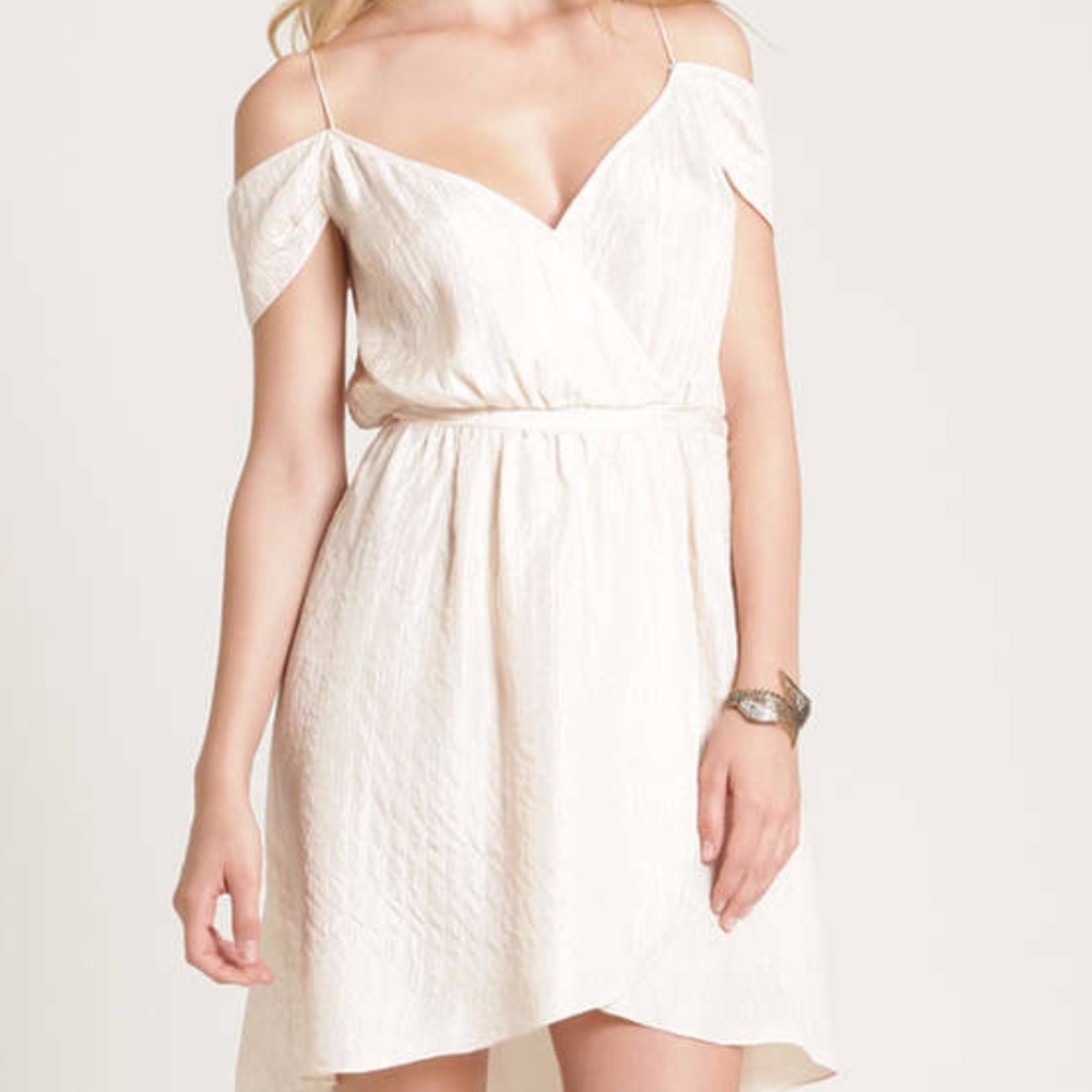 Geren Ford Silk Open Shoulder Cream / Ivory Dress