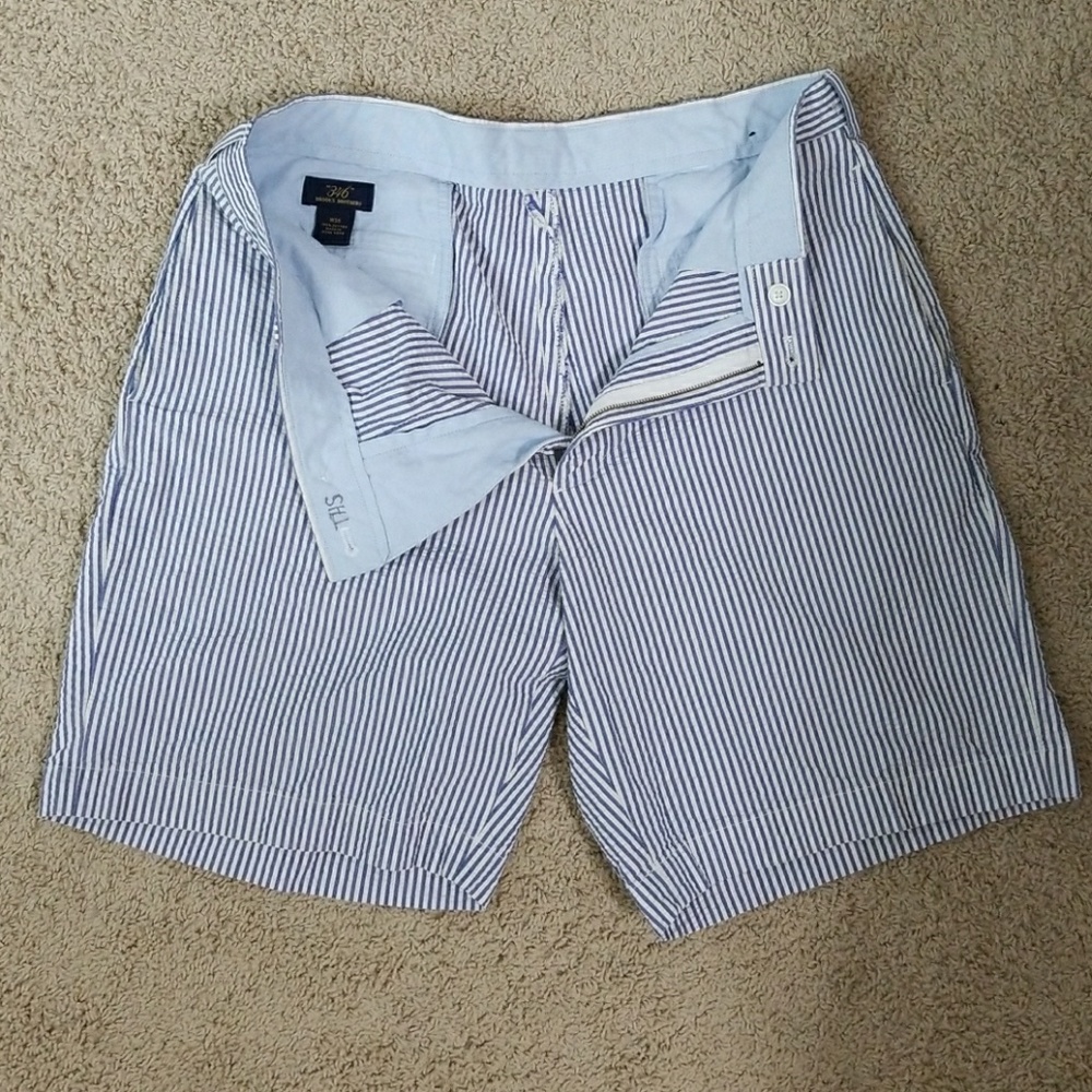 Seersucker shorts.