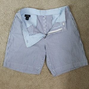 Seersucker shorts.