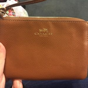 Tan coach wristlet, never used