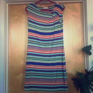 Calvin Klein Jersey Cap Sleeve Multi-Color Dress