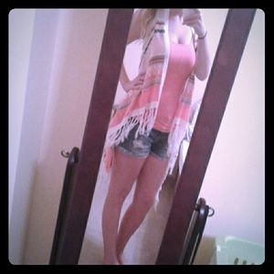 Colorful knit sleeveless cardigan