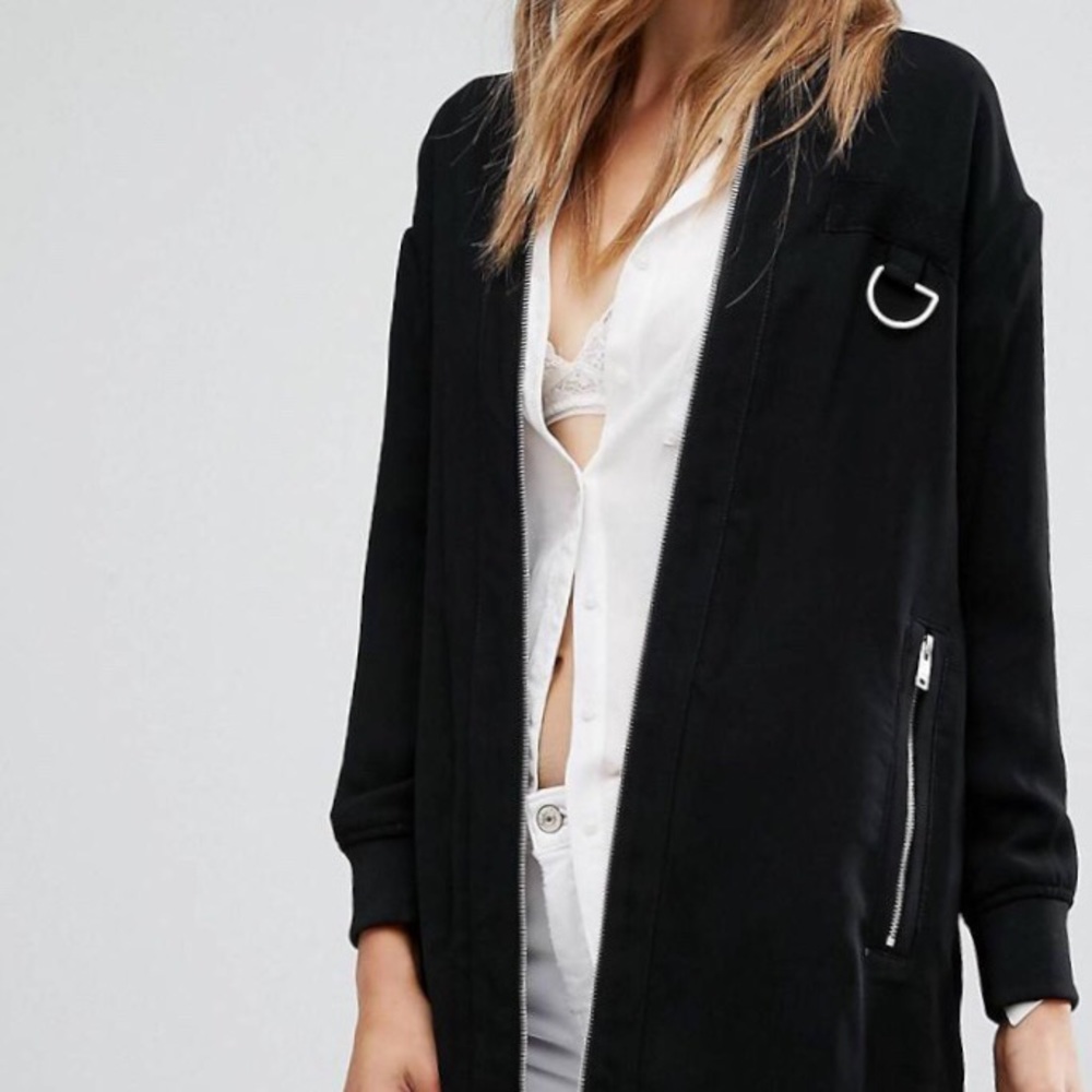 NWOT Mango Black Twill Jacket with Hardware