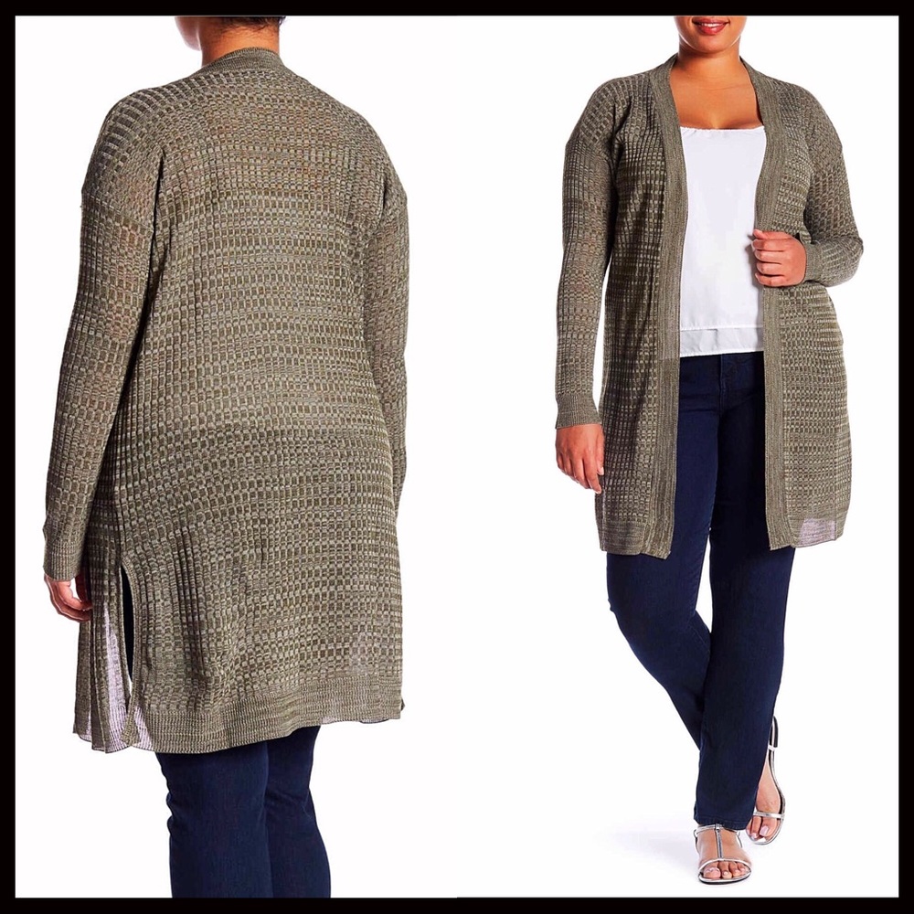 SUSINA LONG KNIT LIGHTWEIGHT OLIVE GREY CARDIGAN - Picture 3 of 8