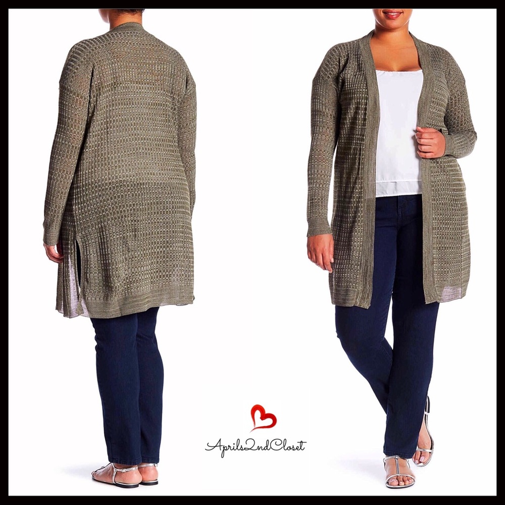 SUSINA LONG KNIT LIGHTWEIGHT OLIVE GREY CARDIGAN - Picture 8 of 8