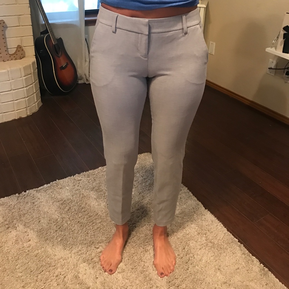 Gray ankle length fitted slacks