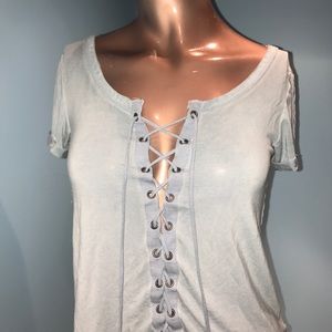 AMERICAN EAGLE LACE UP TEE