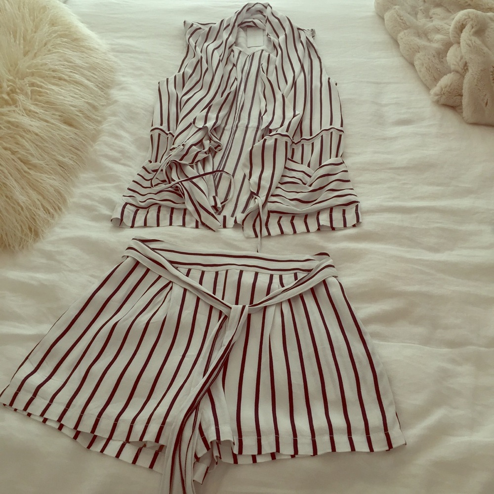 William B Navy Stripe Vest/ Shorts