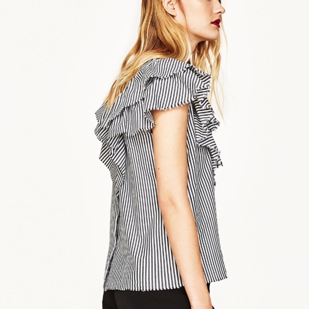 Zara Stripped Poplin Shirt - Picture 6 of 8