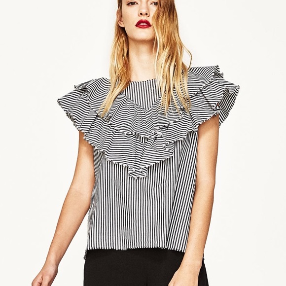 Zara Stripped Poplin Shirt - Picture 2 of 8