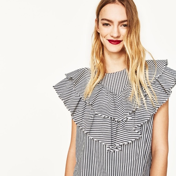 Zara Stripped Poplin Shirt - Picture 3 of 8