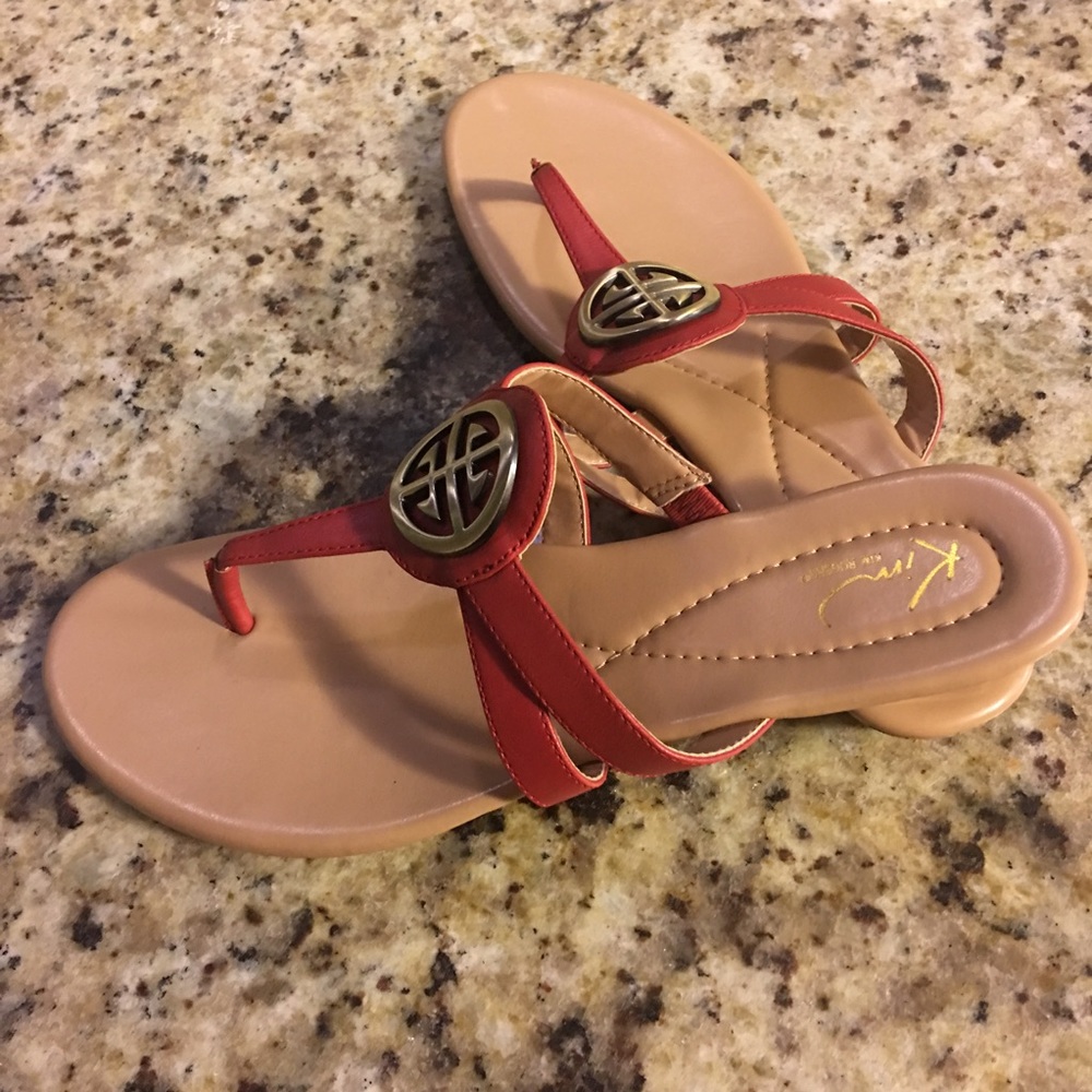 NWOT Kim Rogers Wedged Sandals Red Sz 10