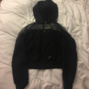 black mesh hoodie (semi cropped)