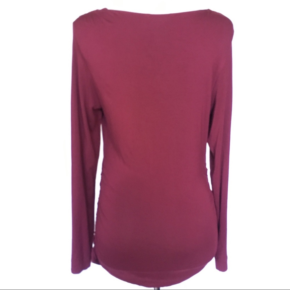 Cabi Burgundy Lola Tee Draped Neck Scoop Cowl - Picture 2 of 5