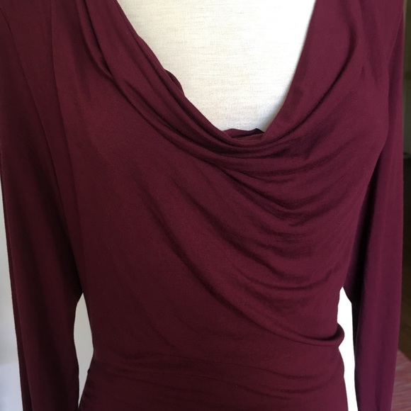 Cabi Burgundy Lola Tee Draped Neck Scoop Cowl - Picture 3 of 5