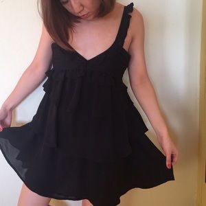 Black Ruffle Mini Dress
