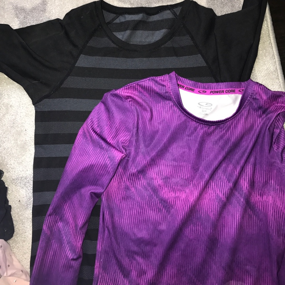 2 Champion long sleeved workout tops