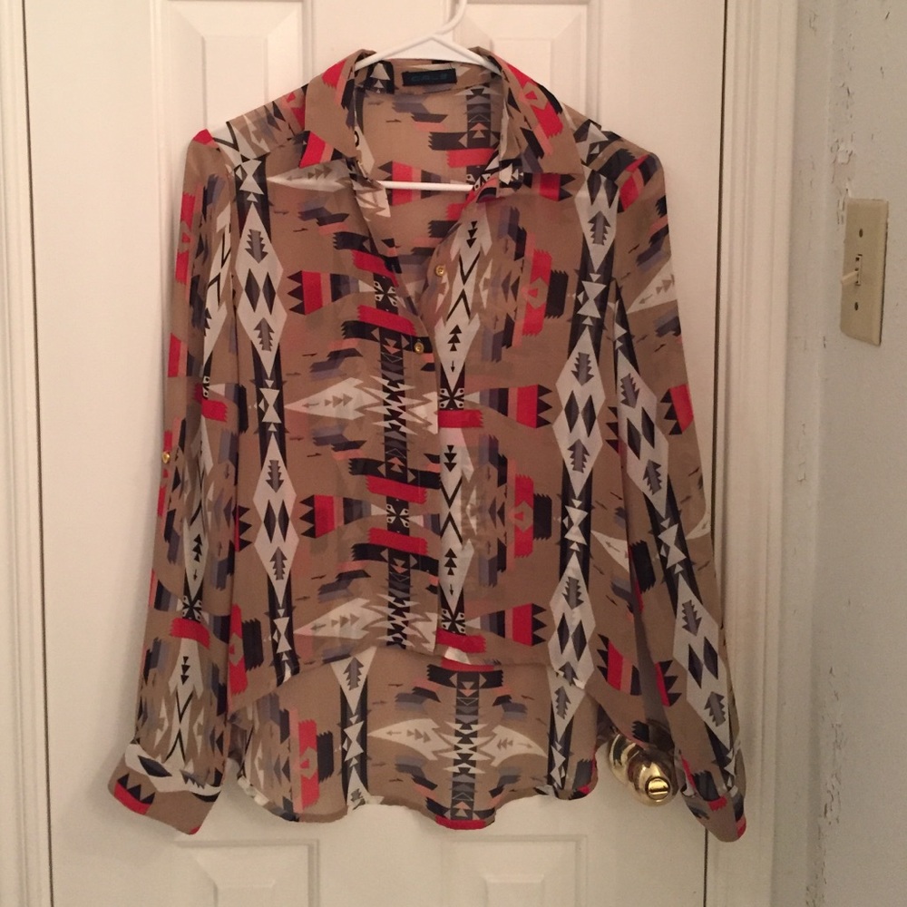 Aztec Button Up Blouse