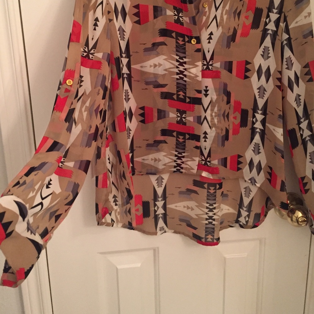 Aztec Button Up Blouse - Picture 2 of 3