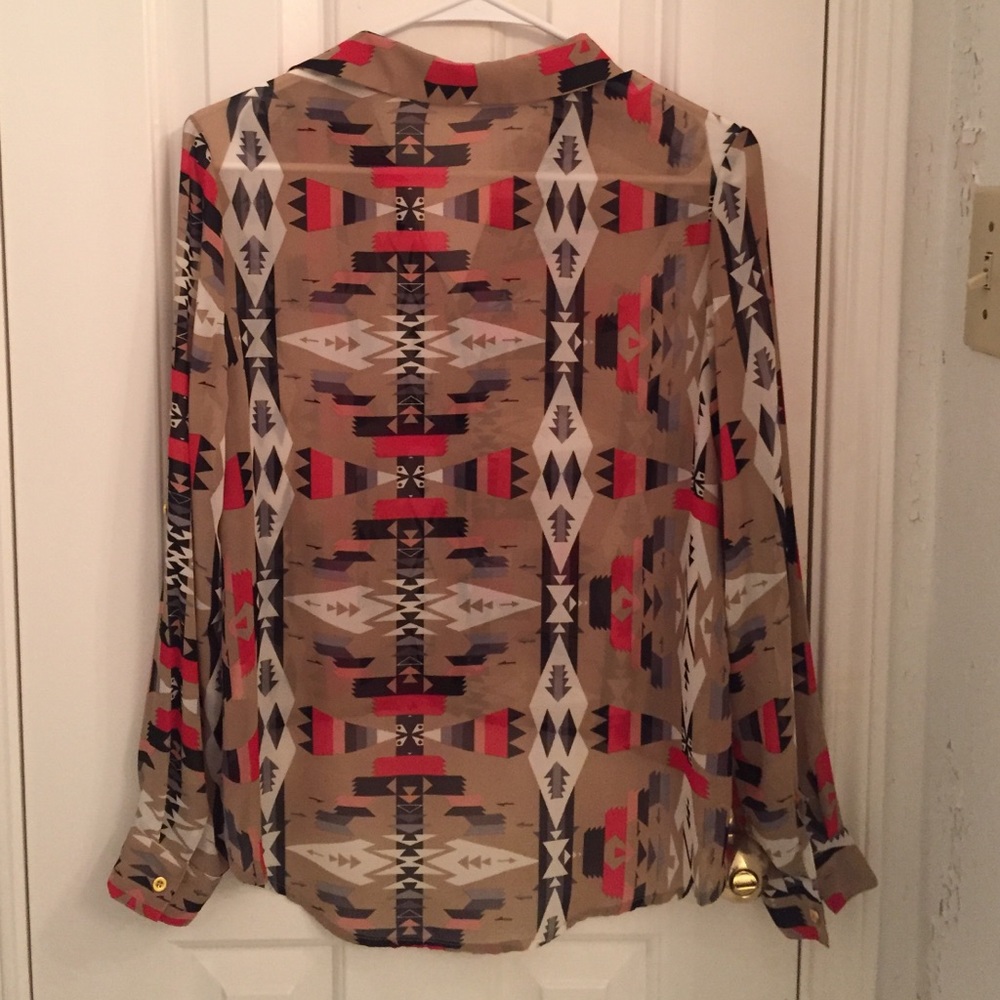Aztec Button Up Blouse - Picture 3 of 3