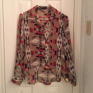 Aztec Button Up Blouse
