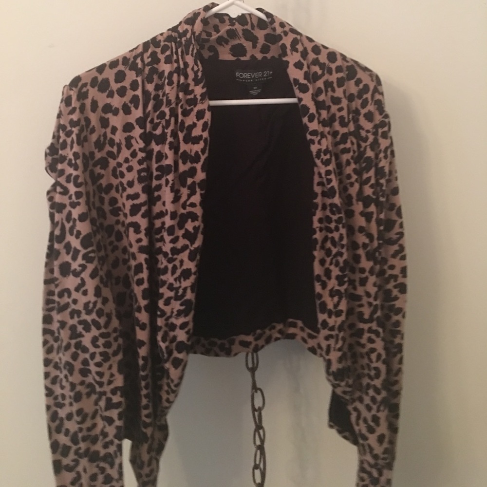 Plus Size Cheetah Print Open Cardigan