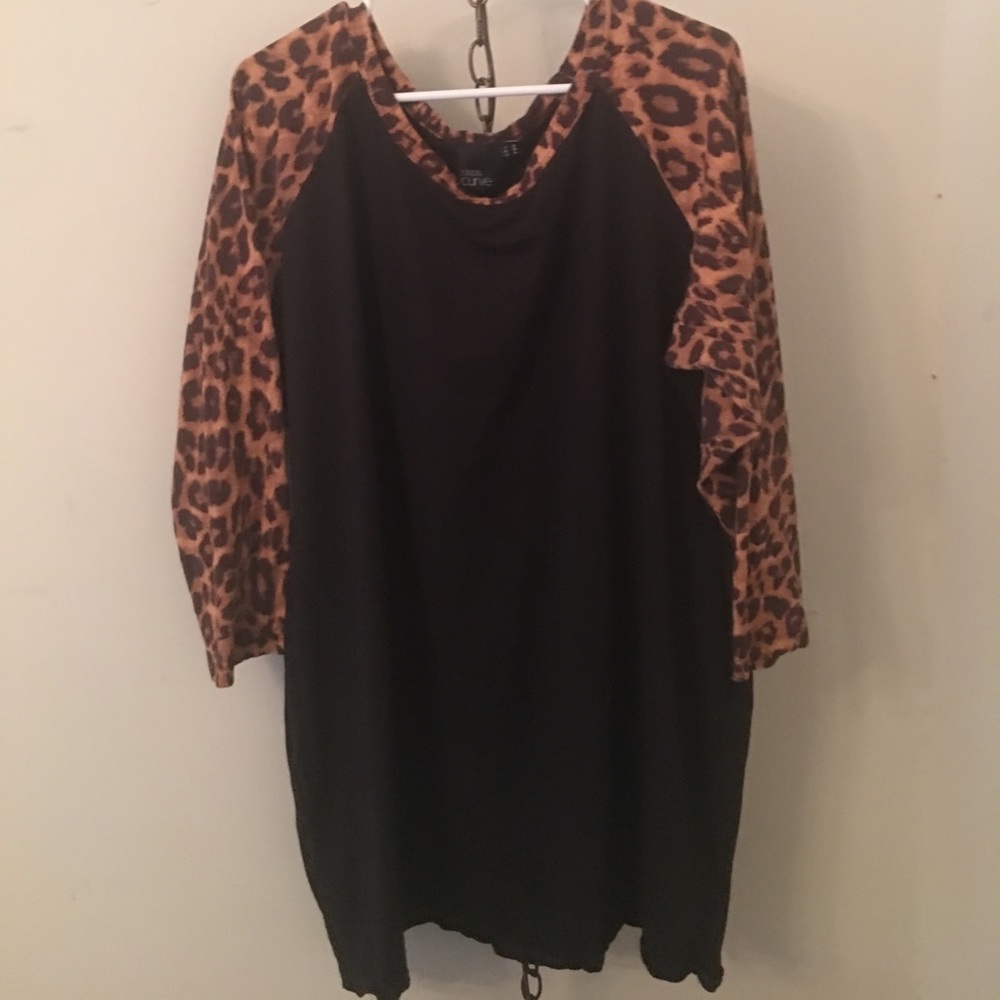 Plus Size Baseball Sleeve Mini Dress