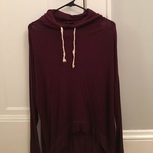 Maroon and black striped hoodie