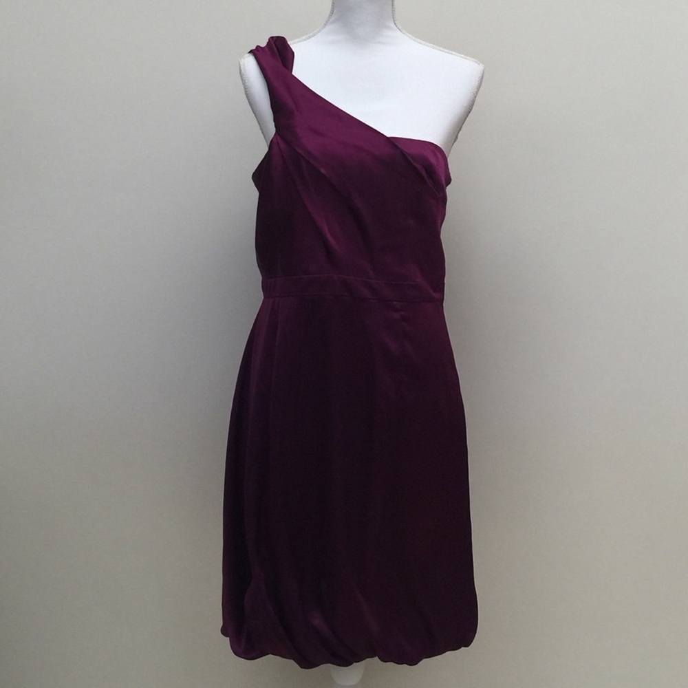 A/X plum satin one shoulder cocktail dress
