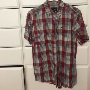 Plaid short sleeved collared shirt Hurley brand