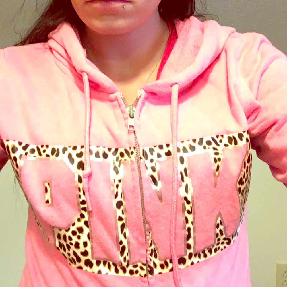 Pink cheetah zip up