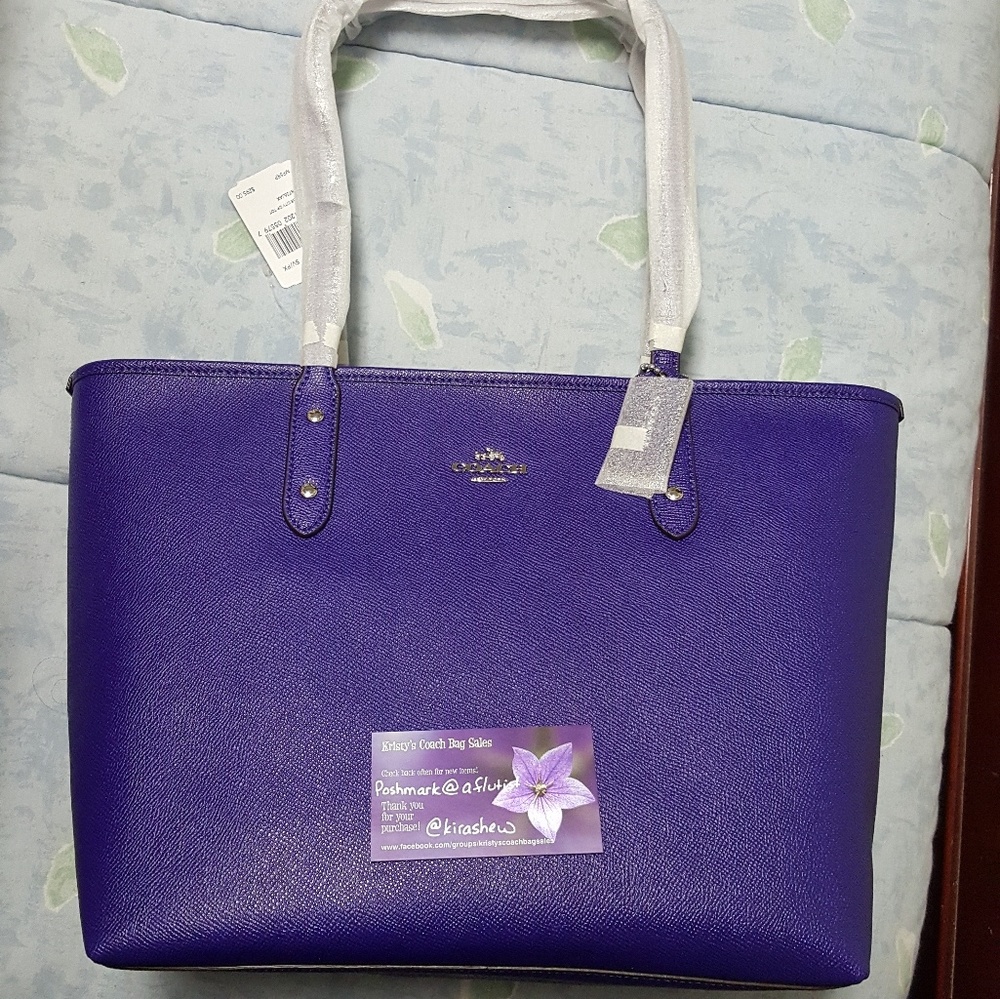 NWT Coach crossgrain tote in purple