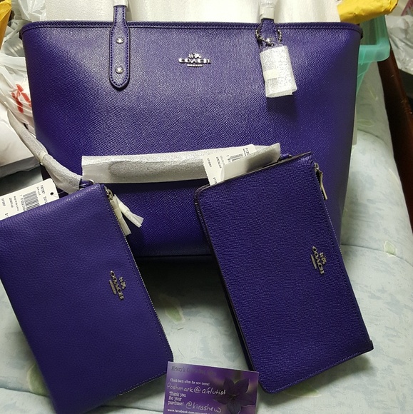 NWT Coach crossgrain tote in purple - Picture 8 of 8