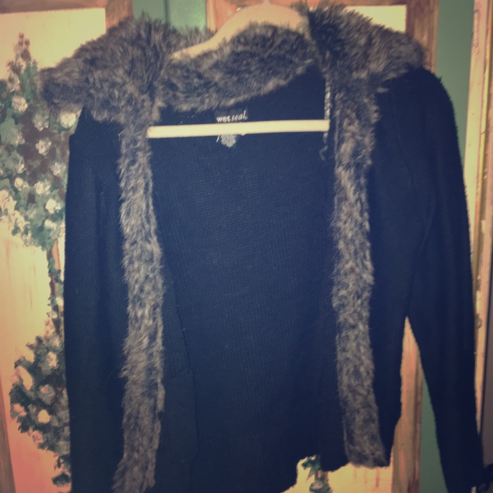 Faux fur lined sweater