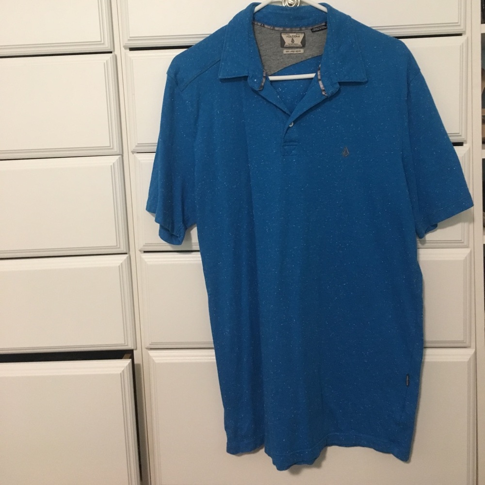 Blue volcom collared shirt