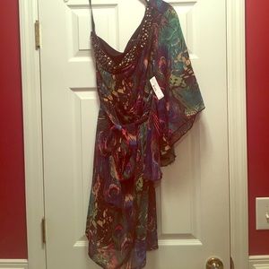 One shoulder dress.