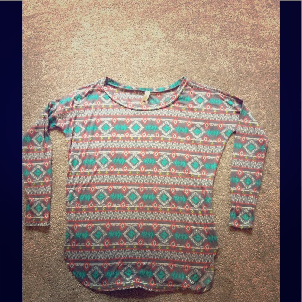 Pink owl Aztec print sweater- size Medium
