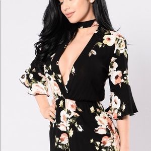 Black floral romper