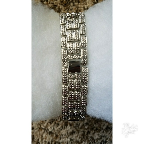 Crystal Encrusted Pave Silver Watch main image 2