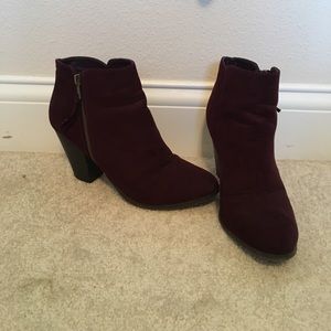Burgundy booties