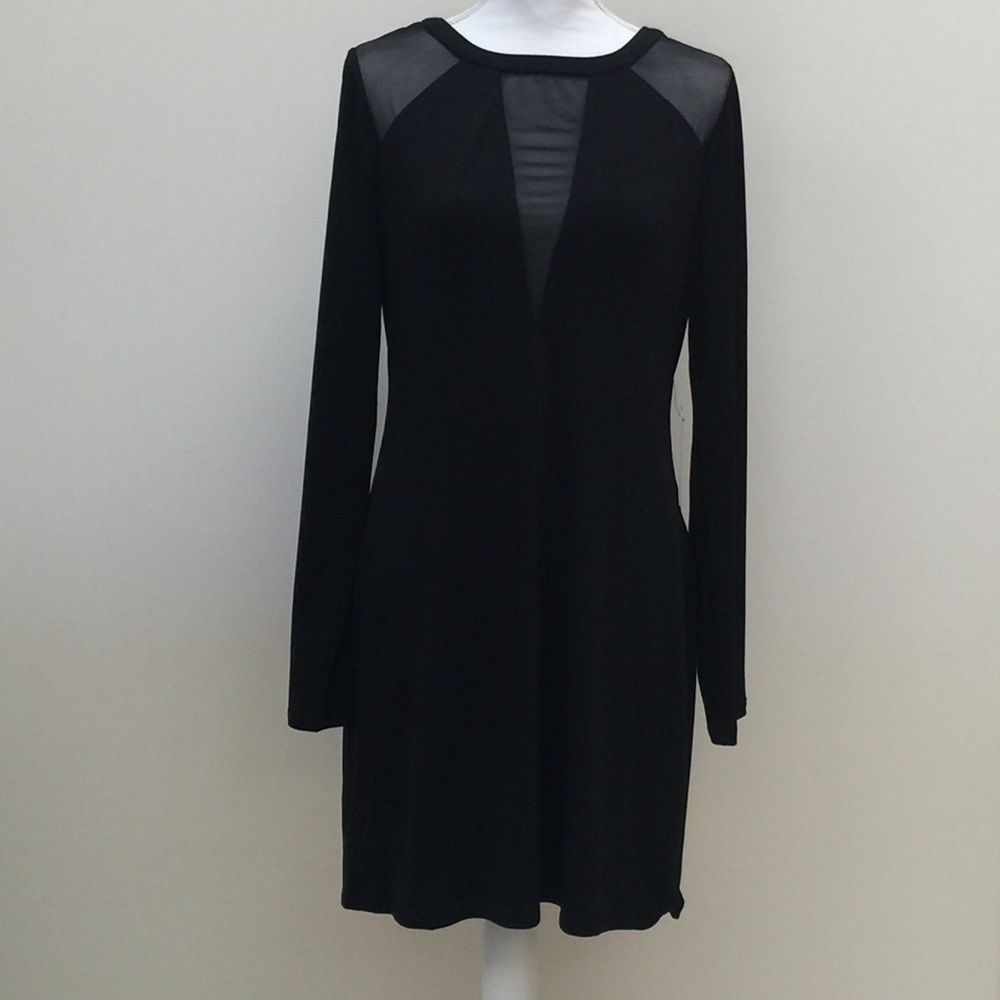 NWT Express black mesh long sleeve dress