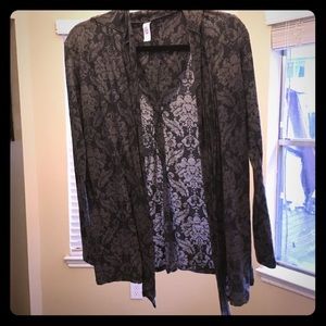 Hooded paisley black and purple top