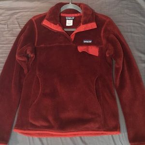 Deep red Patagonia retool pullover